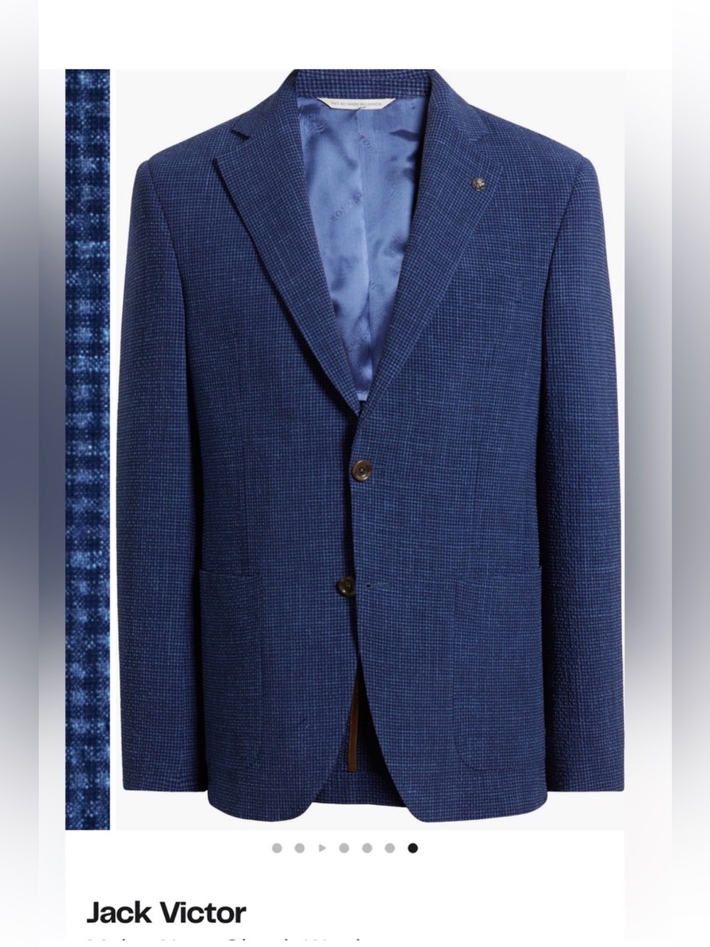 NWT - Jack Victor Navy Textured Wool-Blend Sport Coat